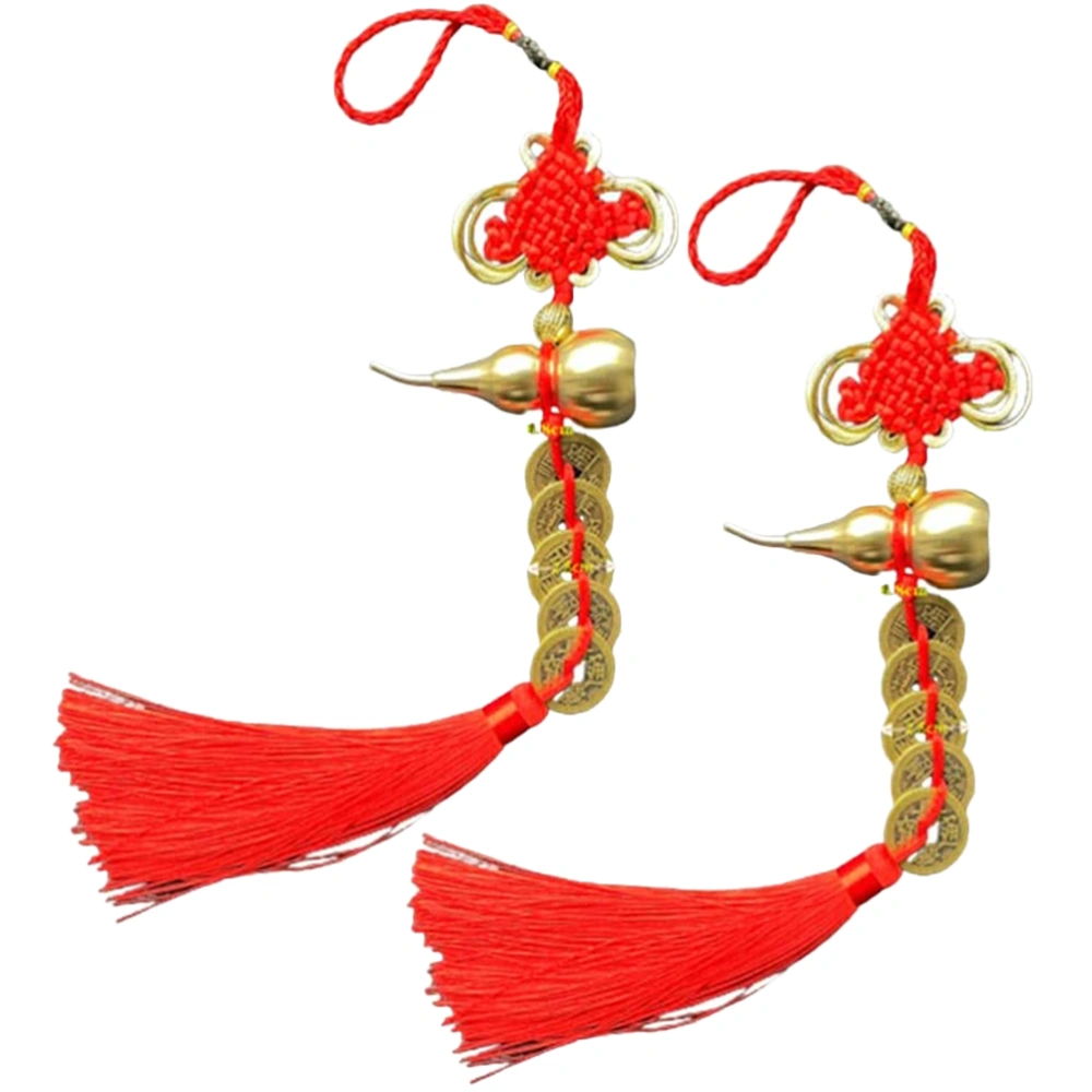 2pcs Chinese Style Gourd Coin Tassel Hanging Ornaments Chinese Style Decorations