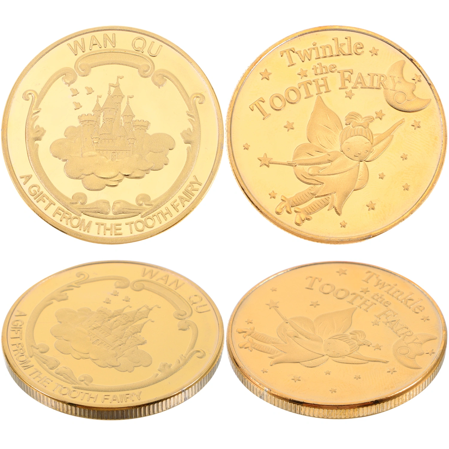 4Pcs Commemorative Kids Tooth Coins Delicate Tooth Souvenir Coin Decorative Coin Decors