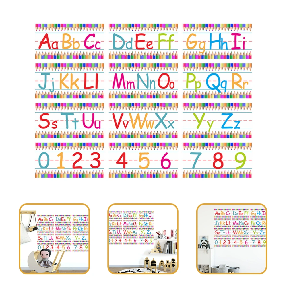 1 Set of Kids Alphabet Wall Decals Number Wall Stickers Letter Learning Wall Decals