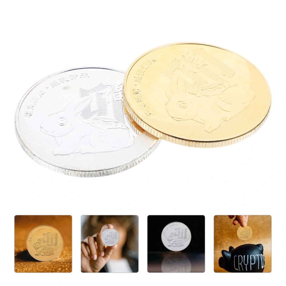 2pcs Year of Rabbit Commemorative Coins 2023 Commemorative Coins New Year Gifts