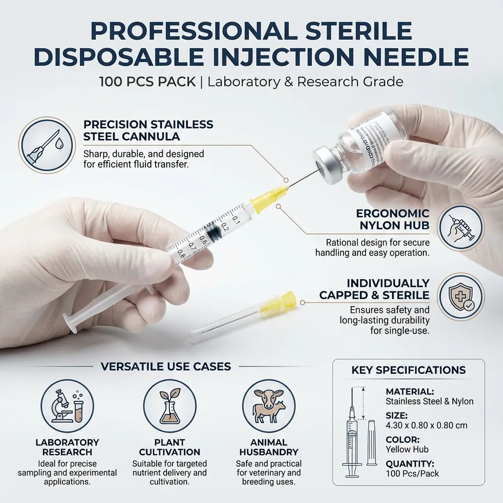 100pcs Laboratory Tools Professional Sterile Disposable Injection Needle With Cap