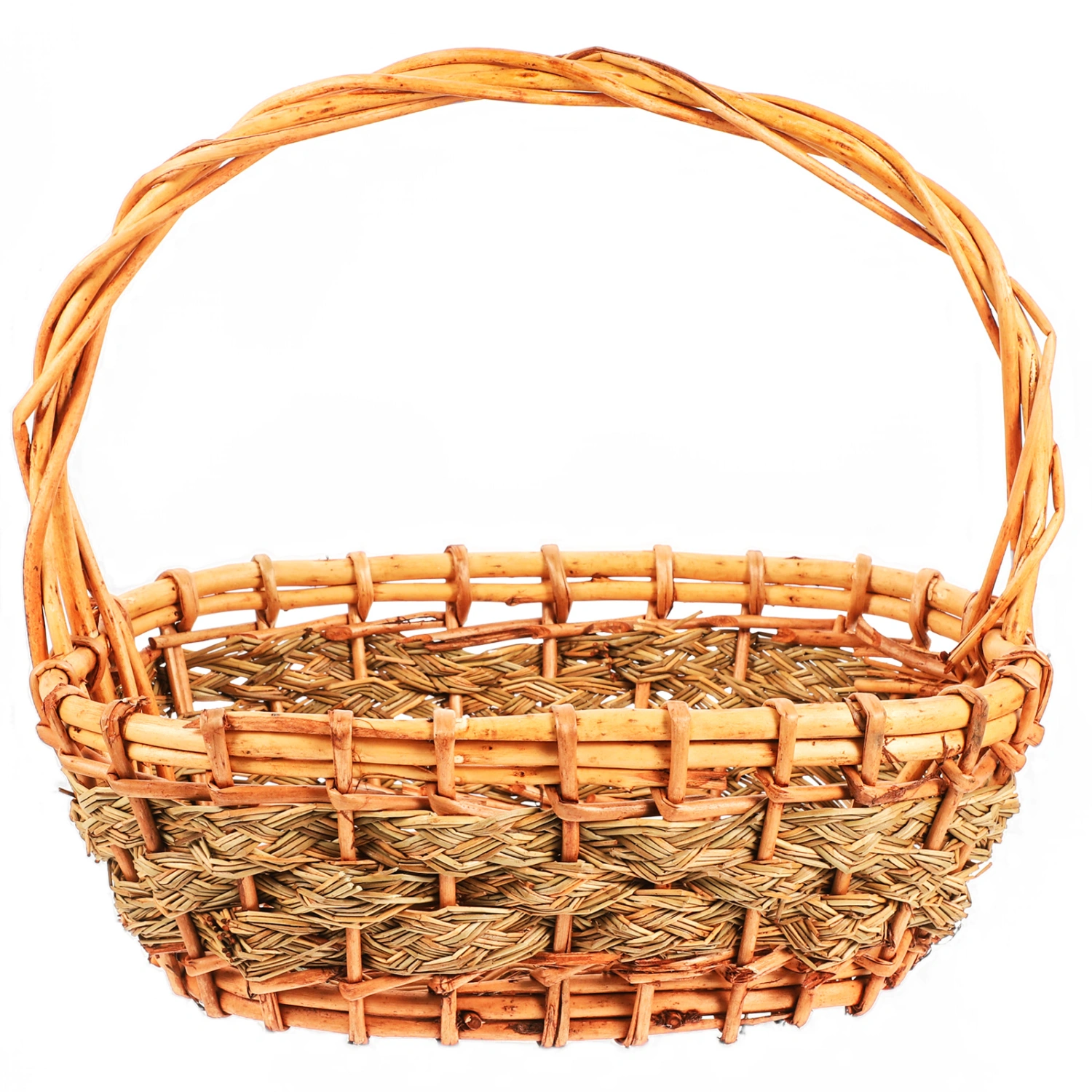 Wicker Basket with Handle Hand Woven Storage Basket Wicker Flower Basket