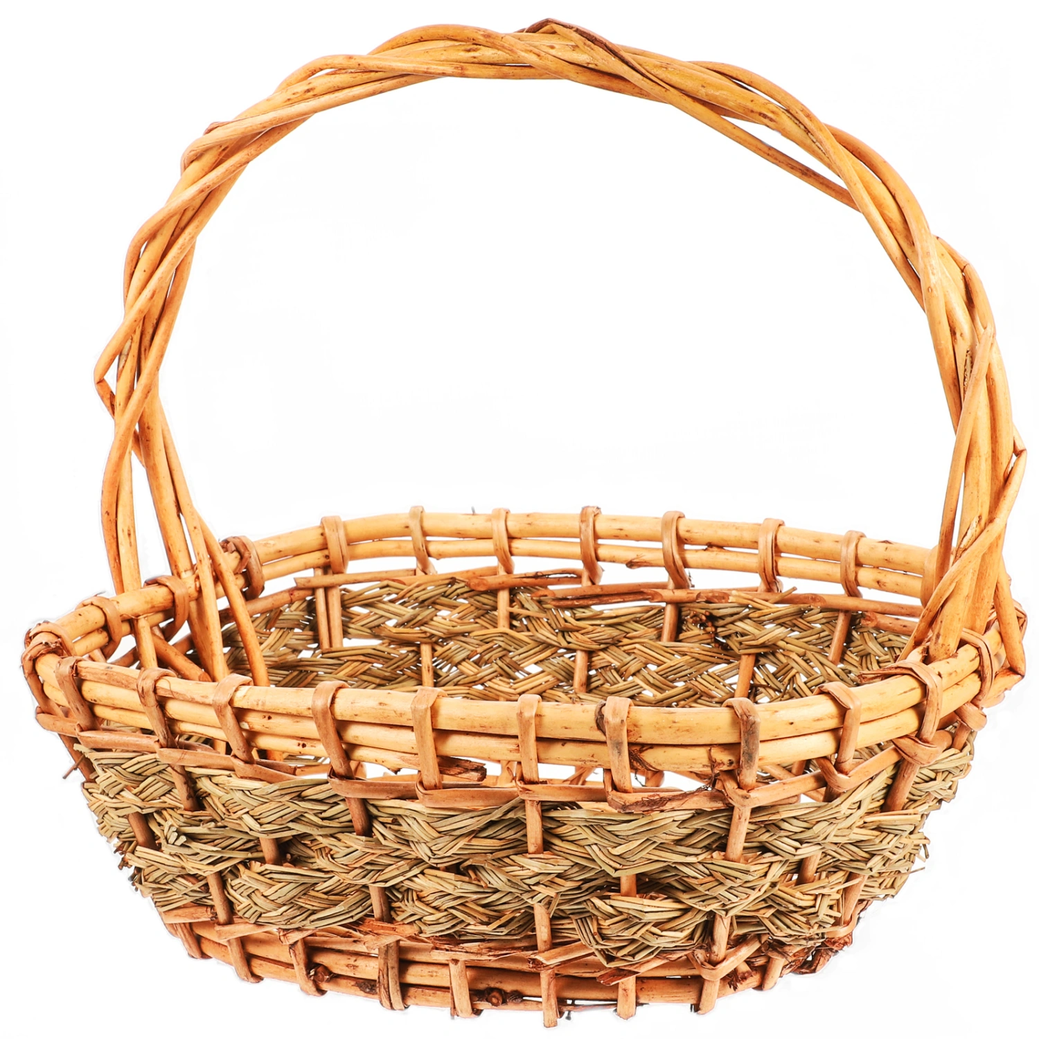 Wicker Basket with Handle Hand Woven Storage Basket Wicker Flower Basket