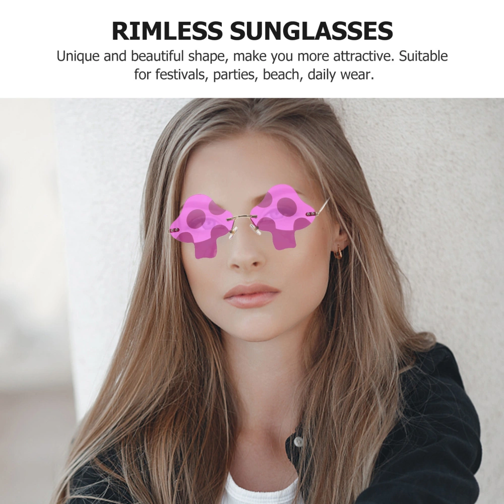 1 Pair Rimless Sunglasses Disco Party Eyeglasses Funky Trendy Sunglasses