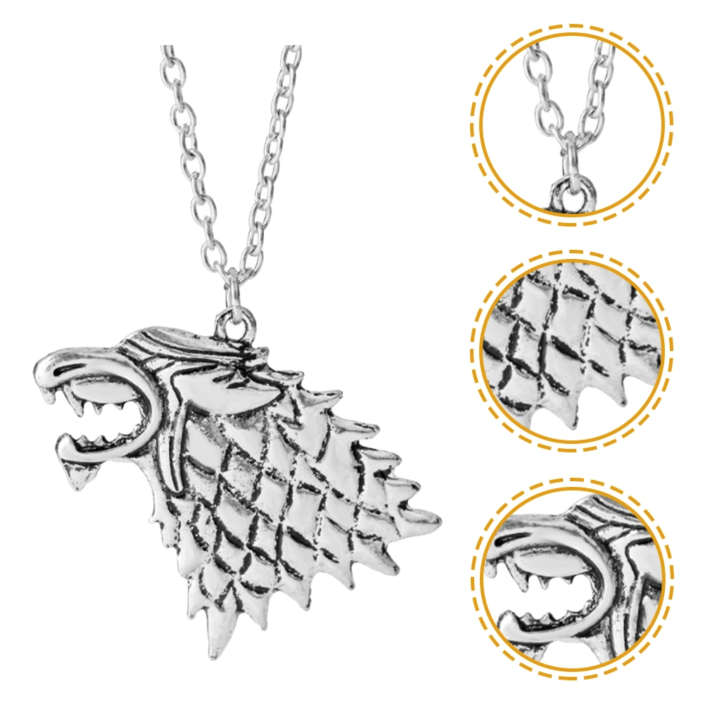 Wolf Necklace Wolf Head Pendant Necklace Retro Necklace Clavicle Chain Wolf Jewelry