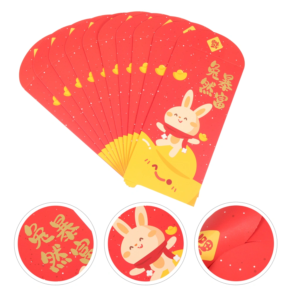 10pcs Spring Festival Red Envelopes Paper Red Packets Rabbit Year Money Pouches