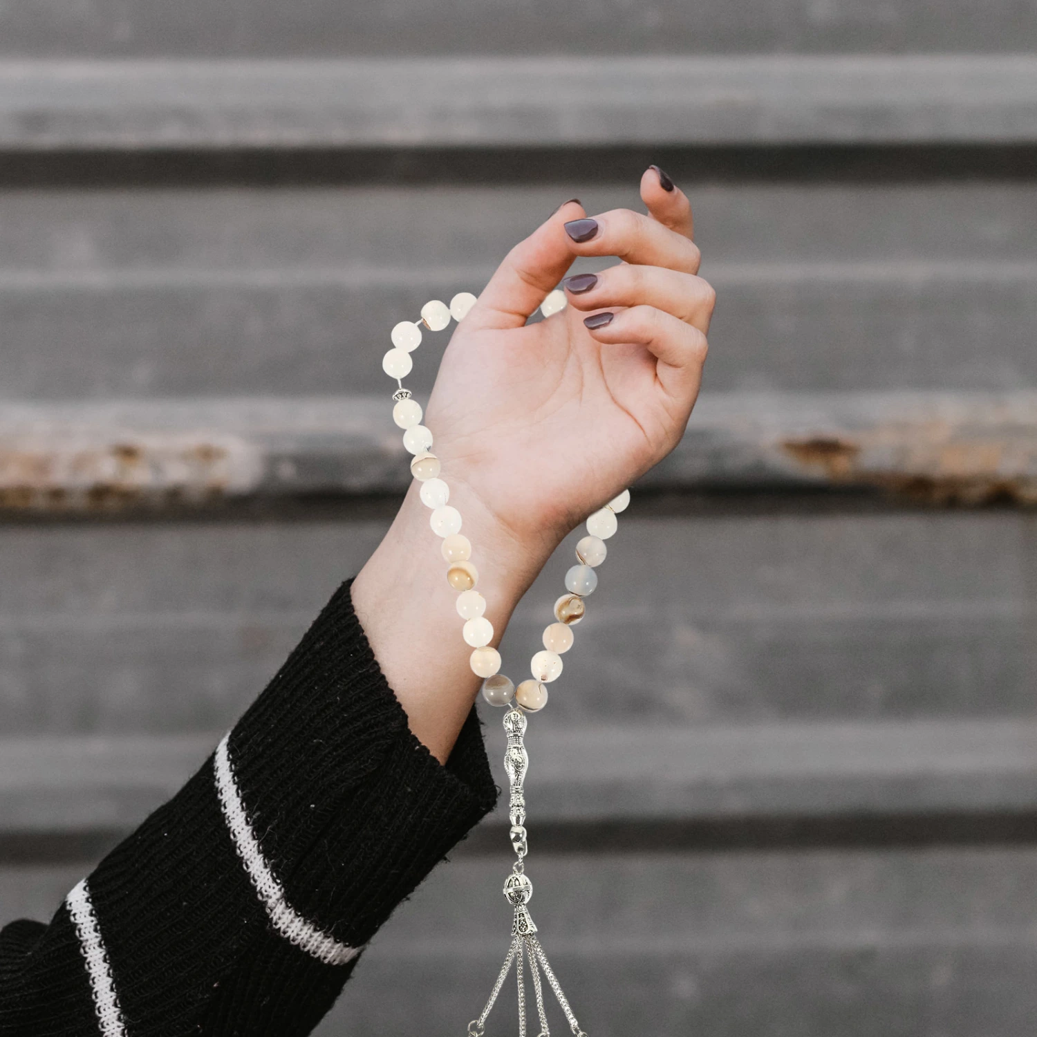 1 String Prayer Beads Agate Prayer Beads Bracelets Ceremony Rosary Chain