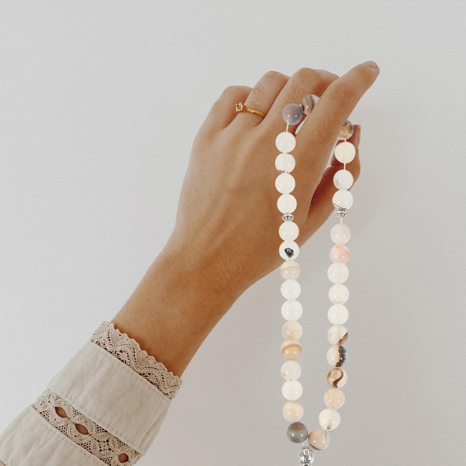 1 String Prayer Beads Agate Prayer Beads Bracelets Ceremony Rosary Chain