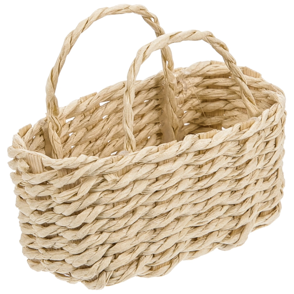 Mini Woven Basket Miniature Storage Basket Tiny House Decorative Accessories