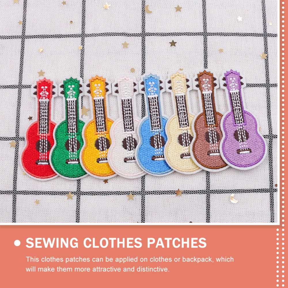 8Pcs Novelty Guitar Patches Musical Instrument Embroidered Applique for Coat Clothes