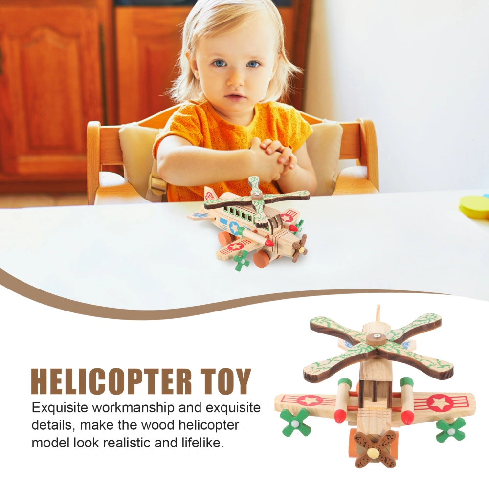 Colorful Wooden Helicopter Toy Colorful Funny Wood Military Helicopter Model for Kids