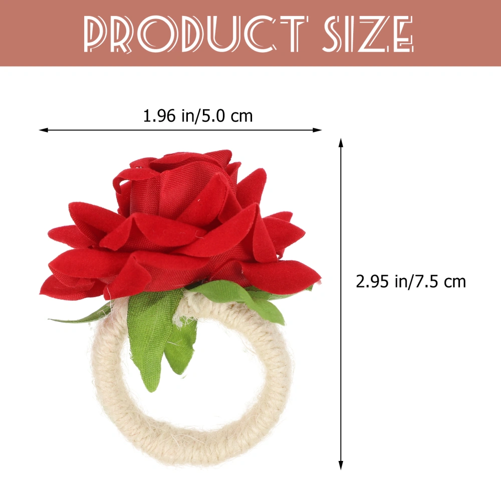 4pcs Flower Rose Napkin Rings Artificial Flower Napkin Rings Holder Wedding Napkin Holders