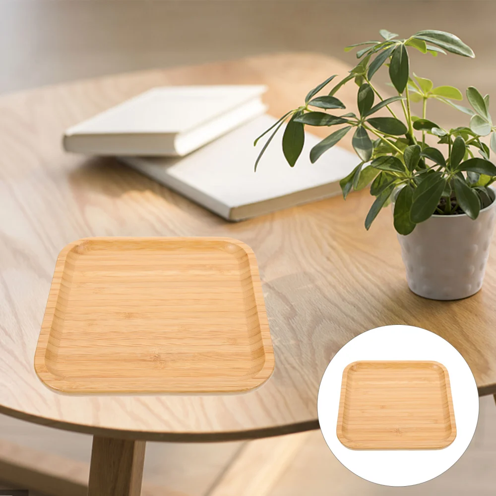 Bamboo Bread Plate Desktop Storage Tray Bamboo Snack Plate Dried Fruit Plate Bamboo Serving Tray