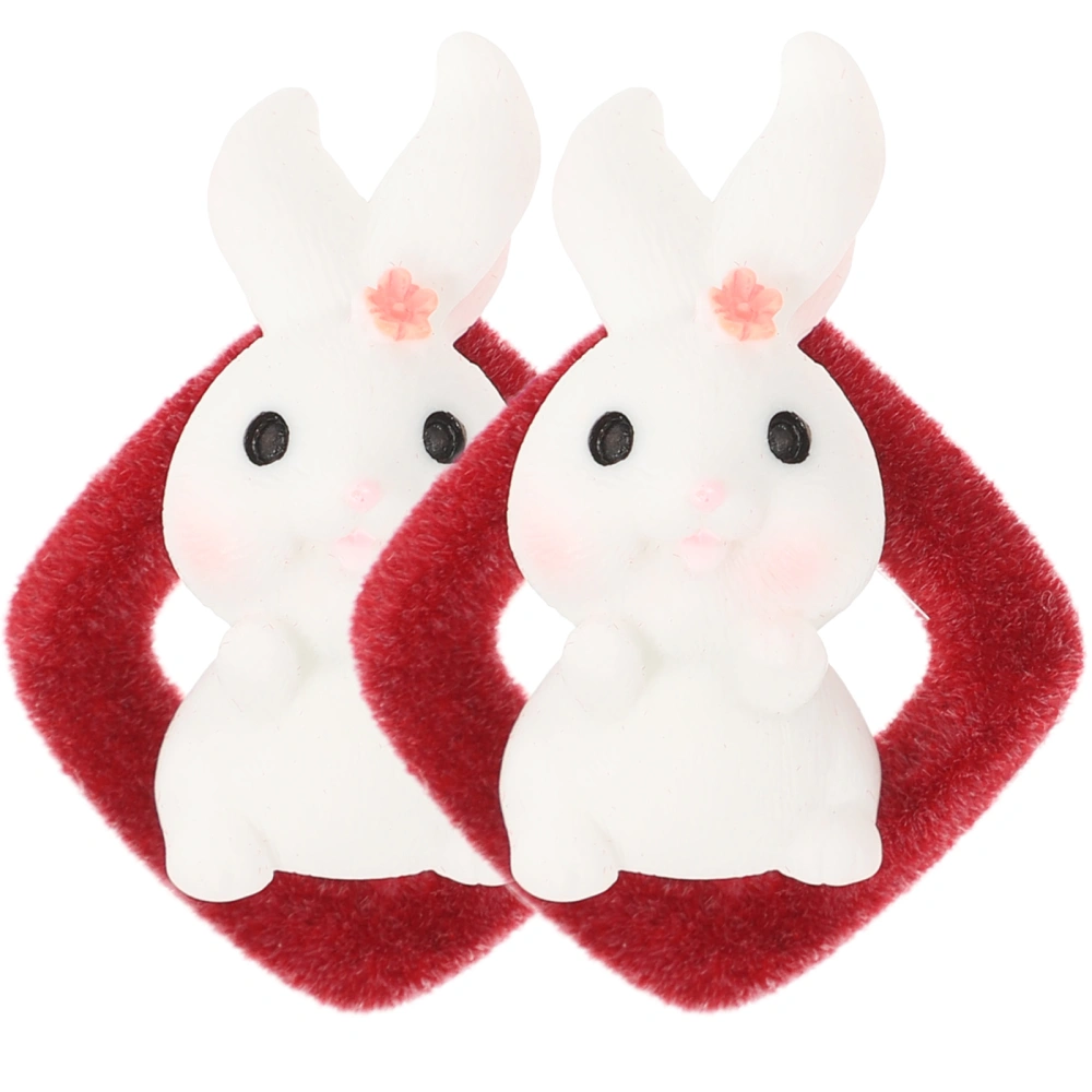 1 Pair of Flocking Rabbit Easter Earrings Novelty Acrylic Earring Jewelry for Party