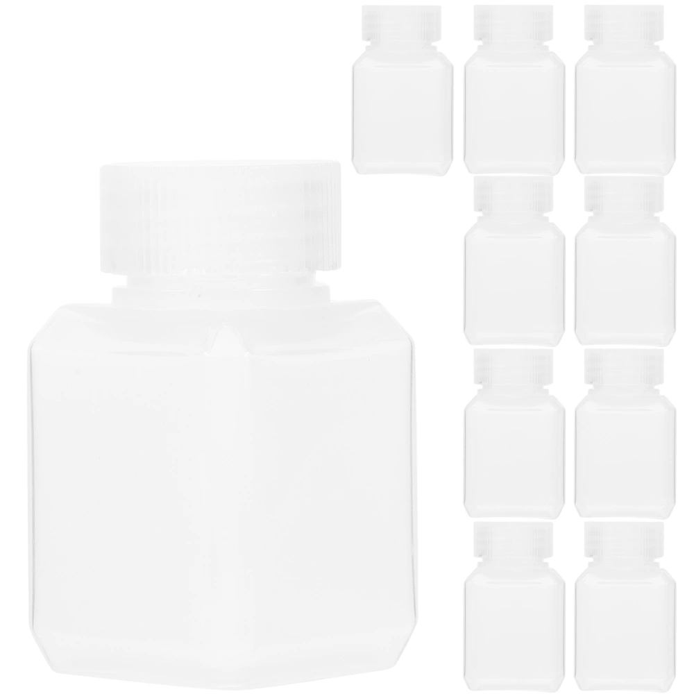 10pcs Plastic Bottles Lab Bottle Sample Sealing Storage Container Small Square Bottles 30ml