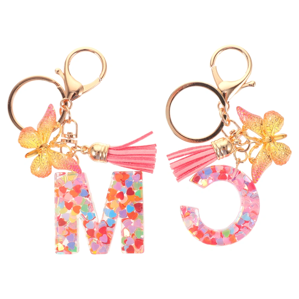 2Pcs Letter Keychain Portable Pendant Practical Key Decor Bag Keyring Keychain for Car