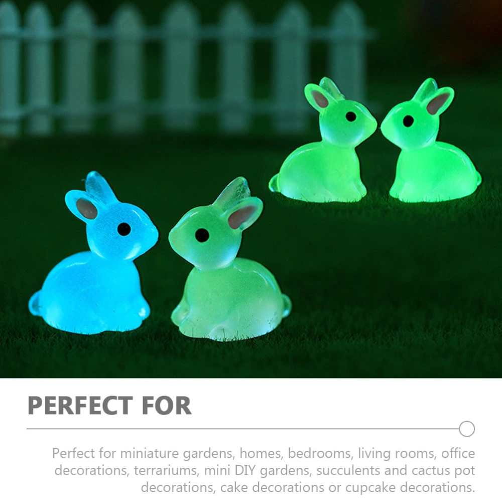 20pcs Easter Rabbit Cartoon Microlandscape Rabbit Resin DIY Luminous Mini Bunny Decoration