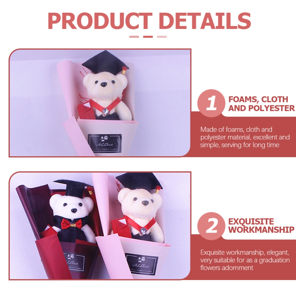 12pcs Bear Doll Graduation Dolls Gifts Bouquet Packaging Graduation Bear Decors