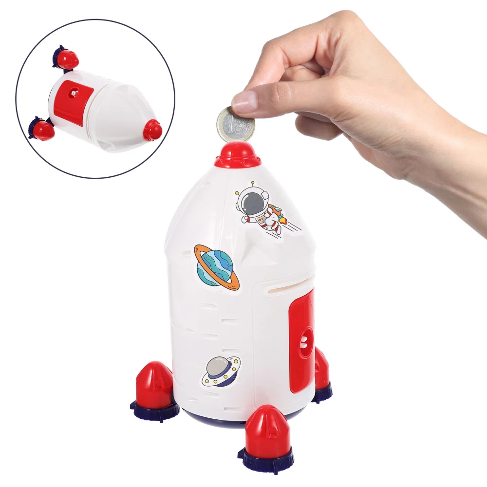 Rocket Piggy Bank Cartoon Money Box Coin Bank Kids Piggy Bank Adorable Rocket Coin Box