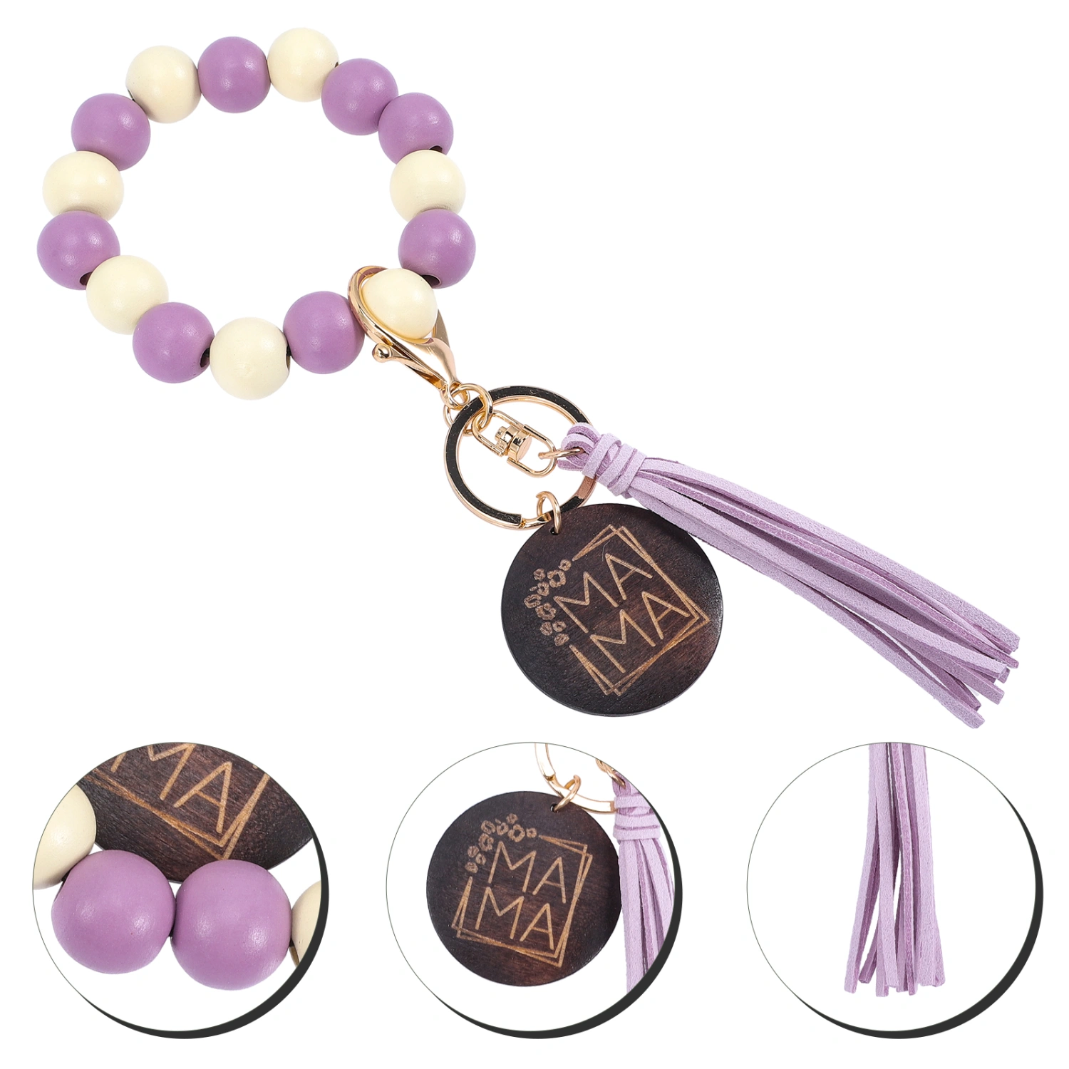 Keychain Bracelet Beads Key Chain Wristlet Great Mother’s Day Gift for Mom