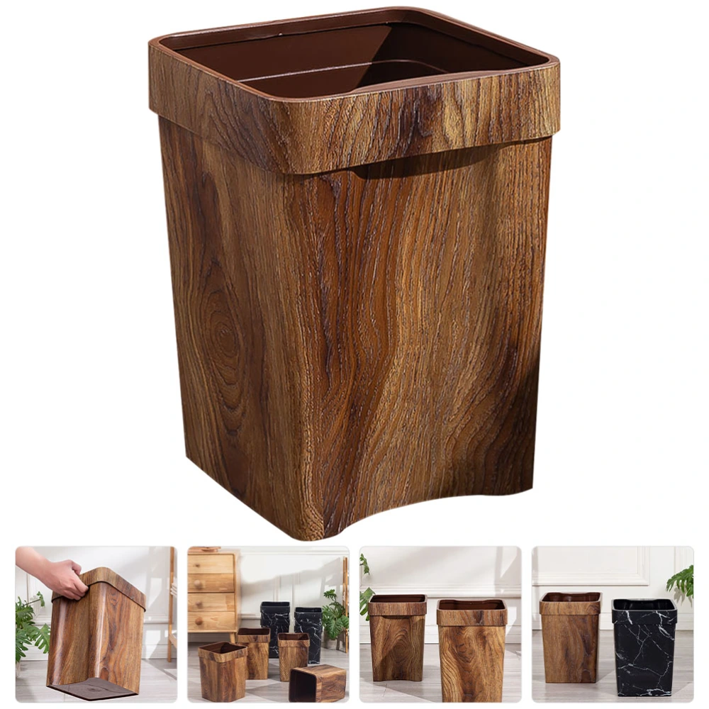 Garbage Can Household Waste Bin Imitation Wood Grain Trash Can Garbage Container