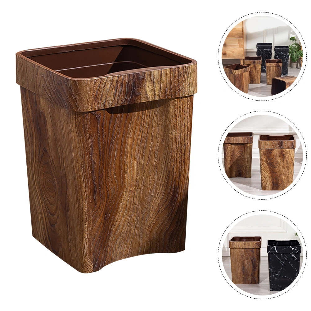 Garbage Can Household Waste Bin Imitation Wood Grain Trash Can Garbage Container