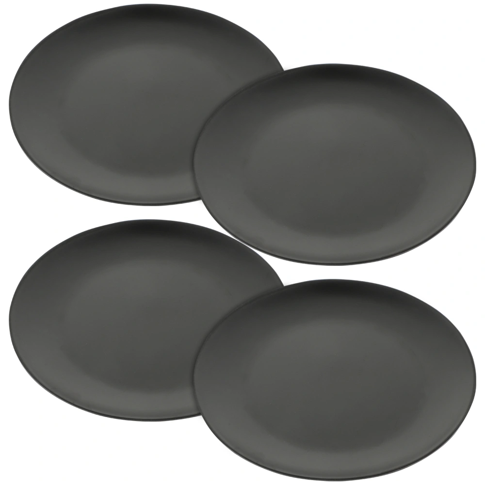 4 pcs Black Melamine Plate Round Melamine Dishes Flat Bottom Melamine Plates