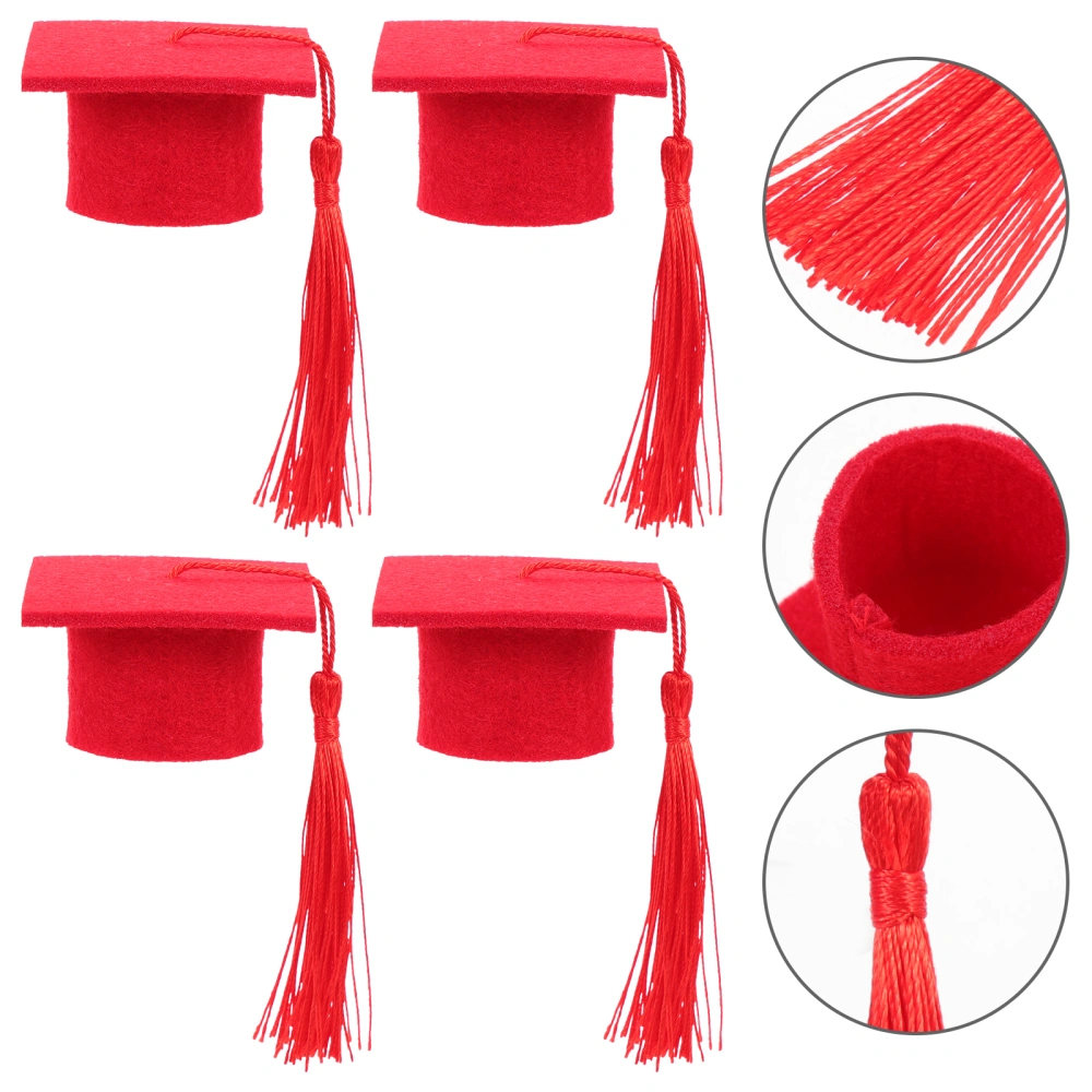 6pcs Graduation Hat Bottle Covers Mini Graduation Caps with Tassel Wine Bottle Cover