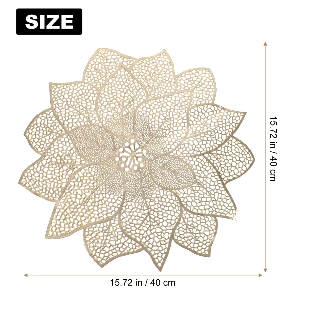 4pcs Unique Hollow Design Placemat Decorative Flower Shape Dish Cushion Heat-resistant Pad