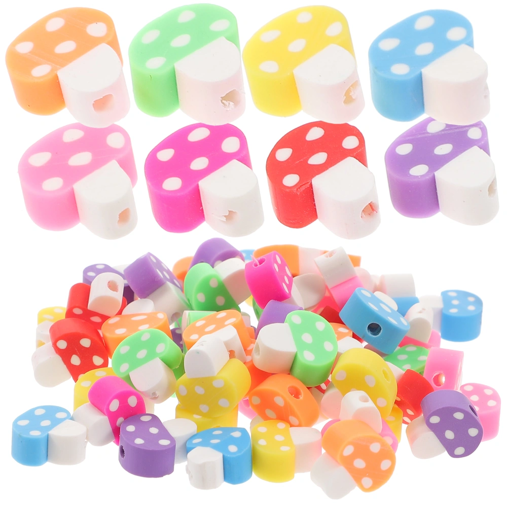 200Pcs Polymer Clay Beads Mushroom Spacer Beads DIY Bracelet Necklace Making Beads