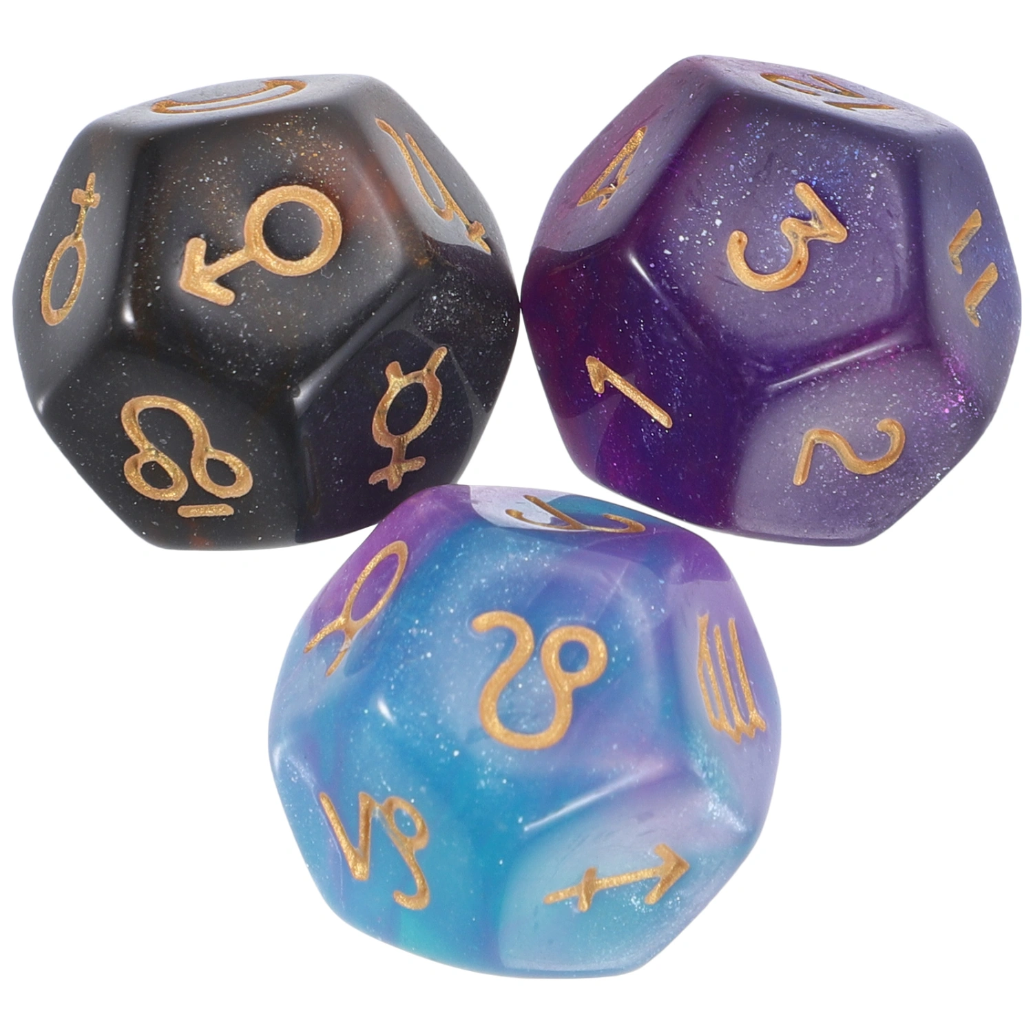 3 pcs Polyhedral Dice Table Game Dice 12 Sides Dice Tabletop Dice Acrylic Game Dice
