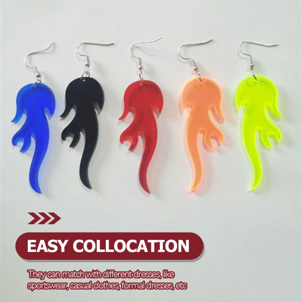 1 Pair Punk Fire Earrings Acrylic Flame Earrings Dangle Drop Earrings for Women Girls