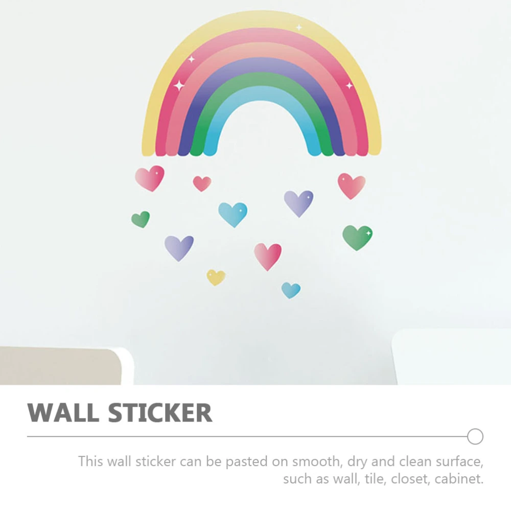 4 Sheets of DIY Children's Room Wall Decals Rainbow Heart Wall Stickers Living Room Wall Art Sticker