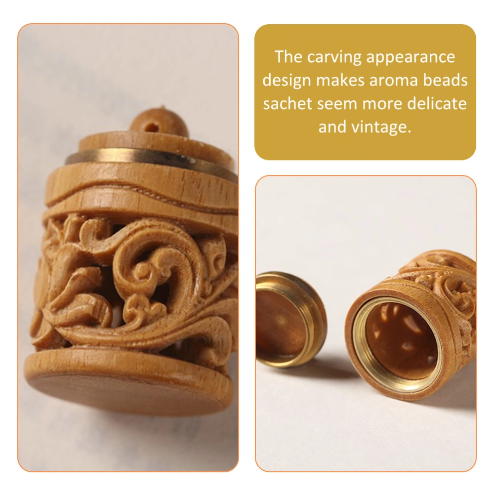 2pcs Carving Wooden Fragrance Ball Bottle Wooden Bottle Hanging Pendant Car Hangings