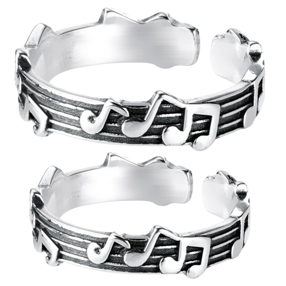 2pcs Musical Note Rings Music Note Open Ring Jewelry Gifts Women Men Rings