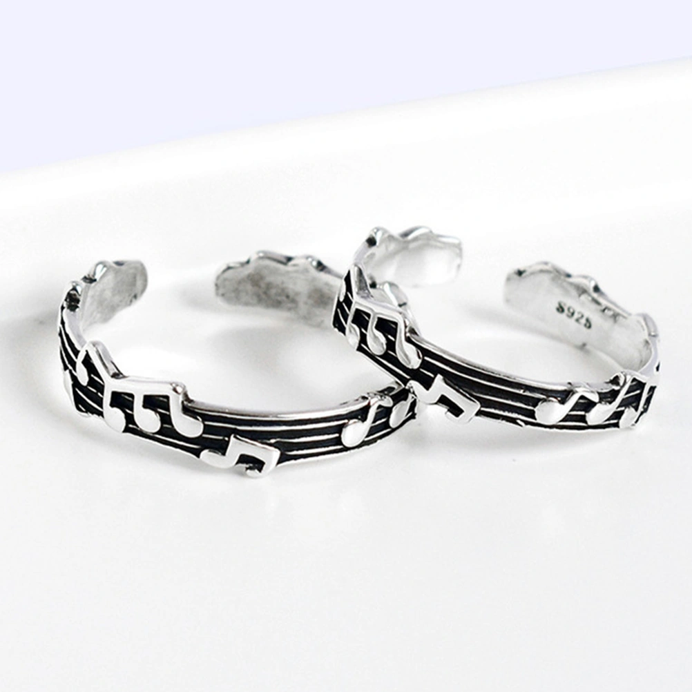 2pcs Musical Note Rings Music Note Open Ring Jewelry Gifts Women Men Rings