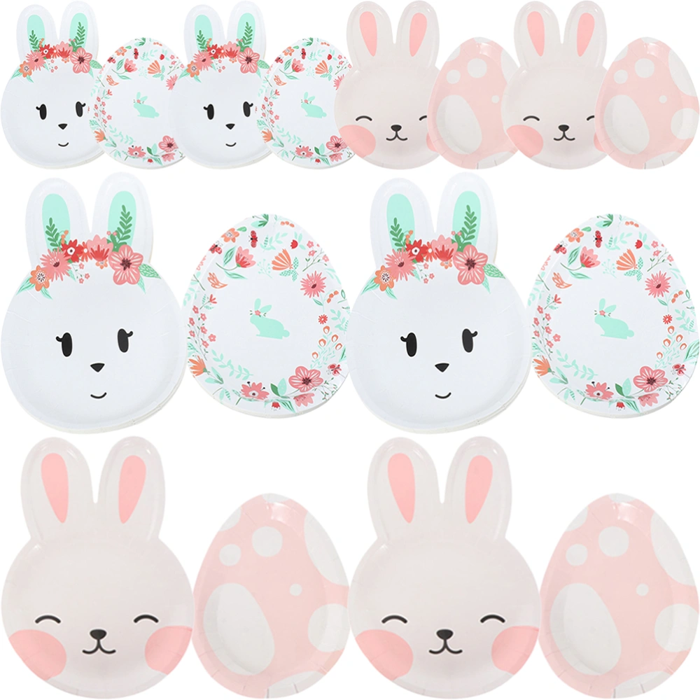 32pcs Easter Egg Shaped Plates Spring Festival Disposable Rabbit Plates Easter Party Supplies