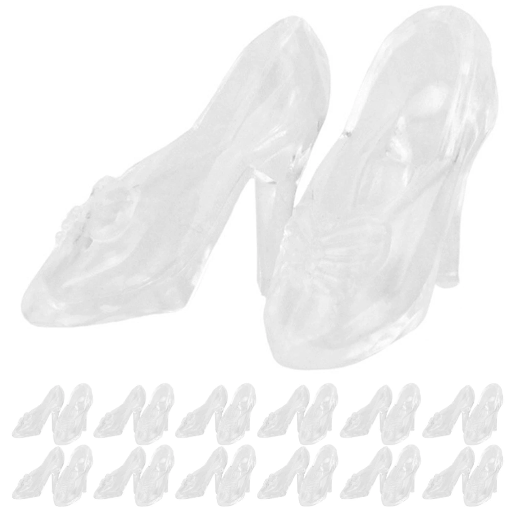 60 Pairs of Transparent Crystal Shoes Delicate Desktop Decors Exquisite Mini Shoes Home Accessory