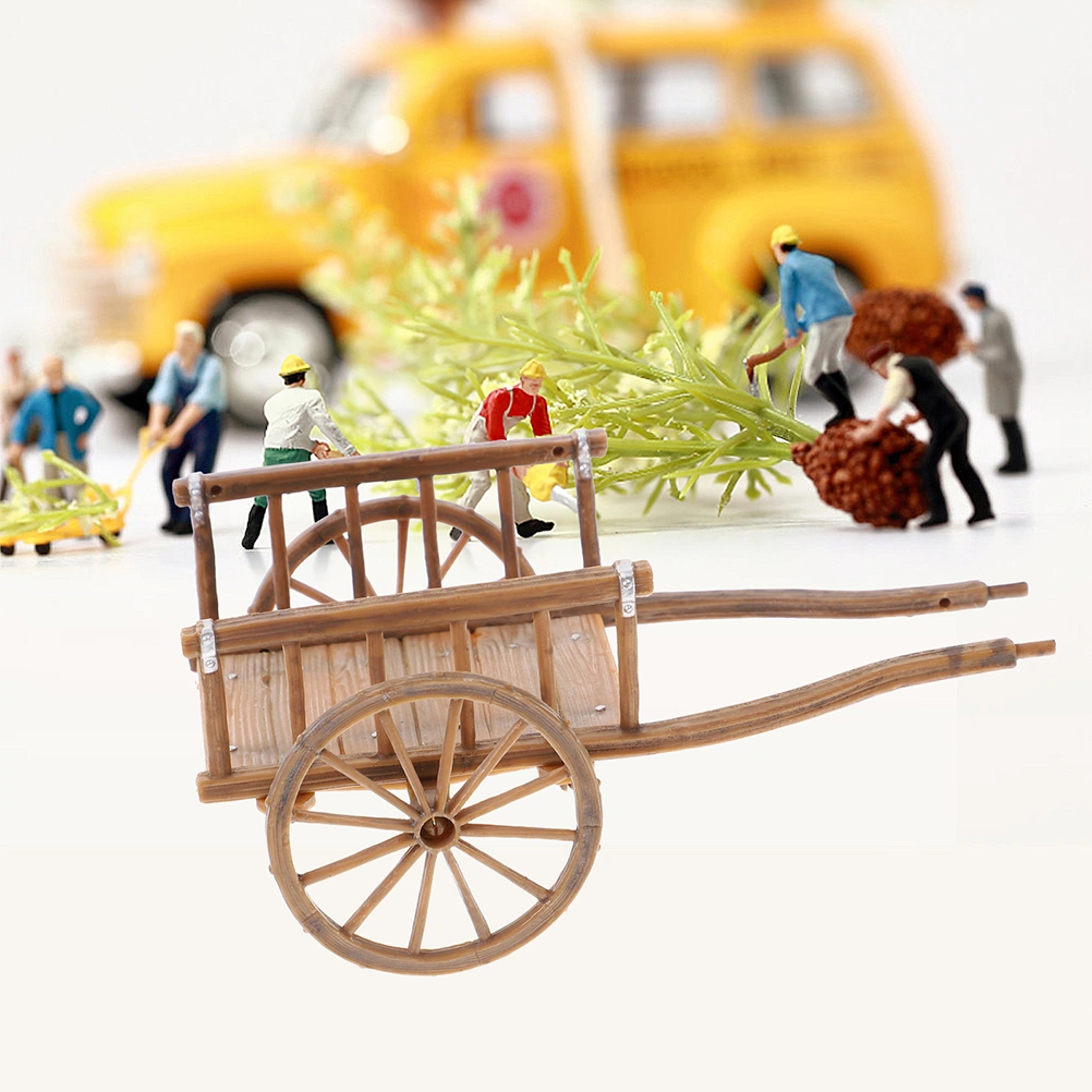 2Pcs Miniature Farm Cart Models Miniature Trolley Model Tiny Cart Model Miniature Cart