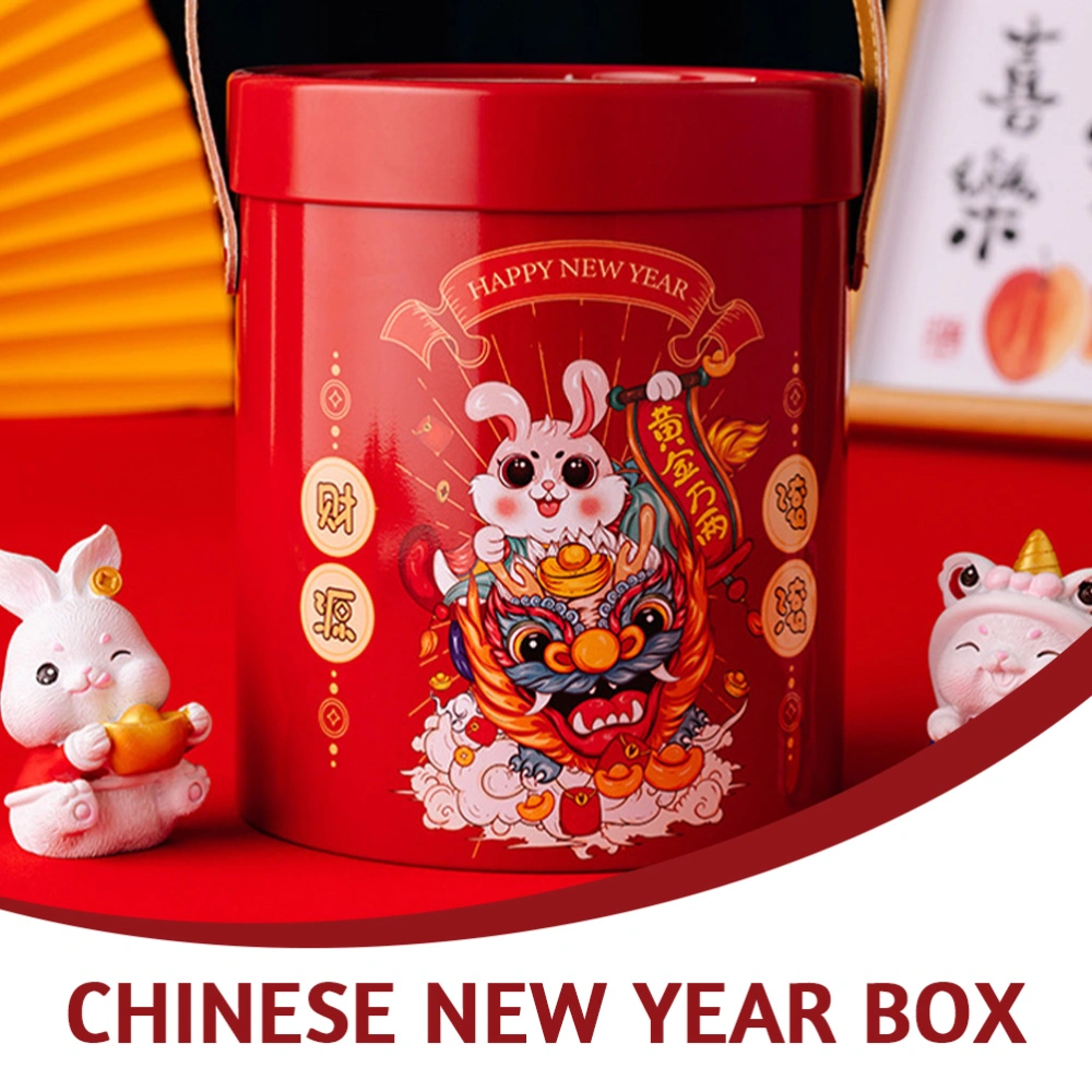 Chinese Style Storage Bucket Round Shape Candy Nut Storage Holder Gift Packing Bucket