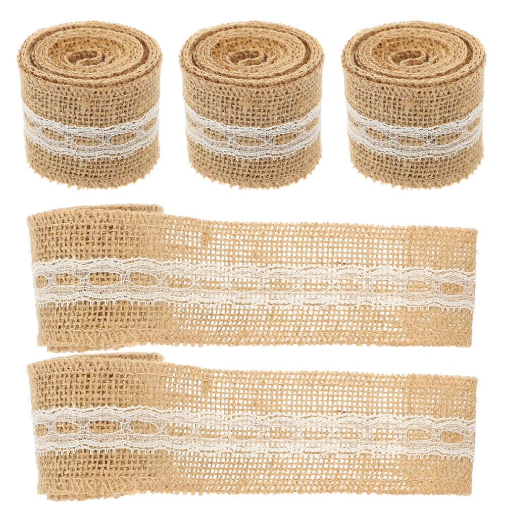 5 Rolls Weaving Ribbon Jute Lace Ribbon for DIY Crafts Party Decoration