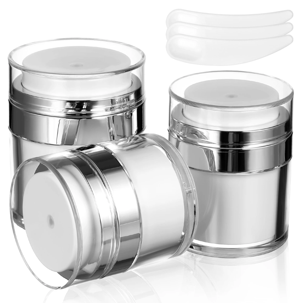 3 Sets Airless Pump Jar Moisturizer Pump Dispenser Airless Pump Bottles Cosmetic Containers with Spoons