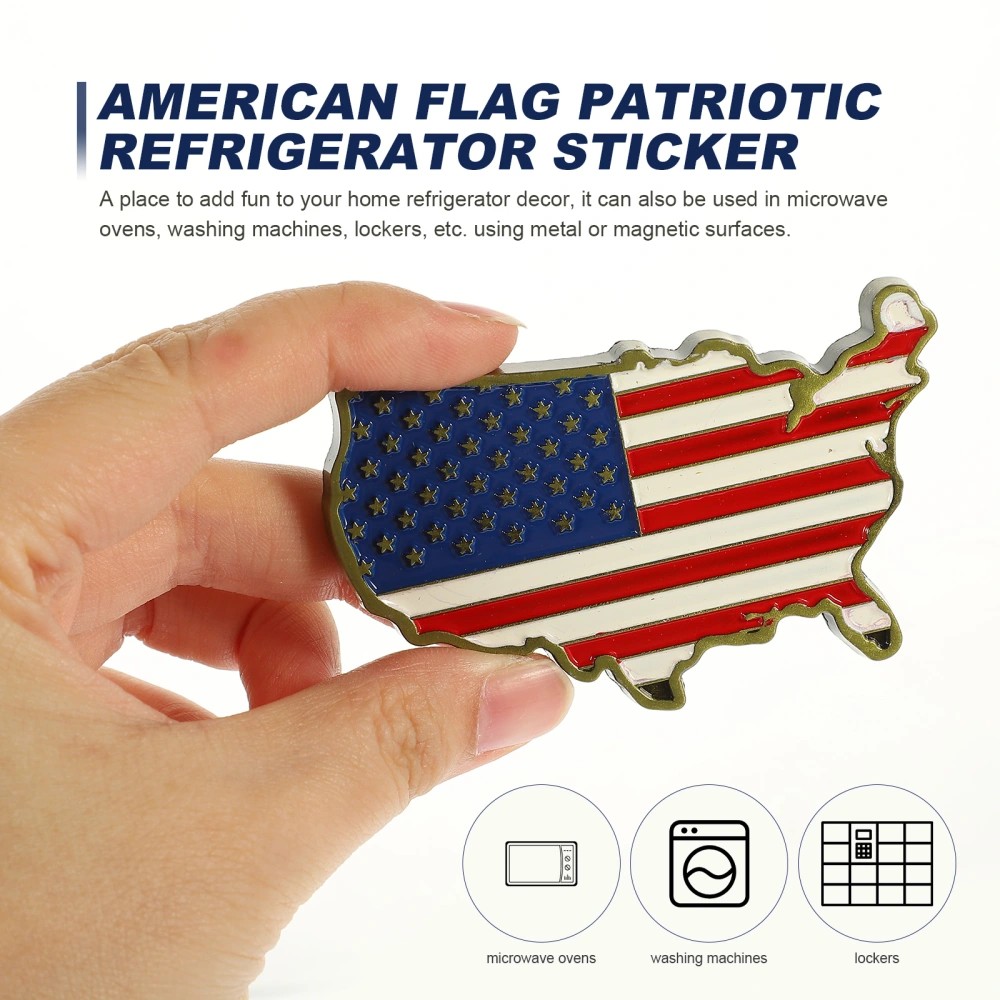 2pcs American USA Flag Map Refrigerator Stickers Patriotic Stars and Stripes Metal Decals