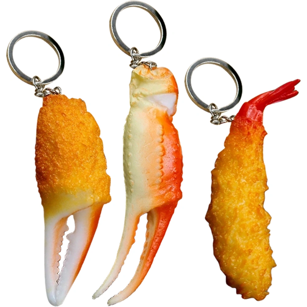 3pcs Key Chains Crab Claw Shape Keychain Bag Pendant Fried Shrimp Key Ornament