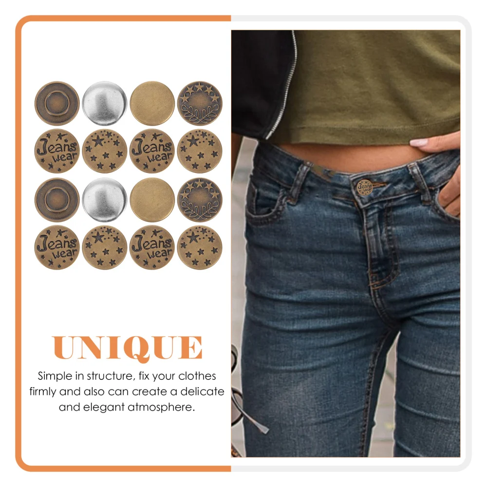 24Pcs No-Sew Metal Buttons Detachable Jeans Buckles Pants Buttons Jeans Buckles DIY Accessories