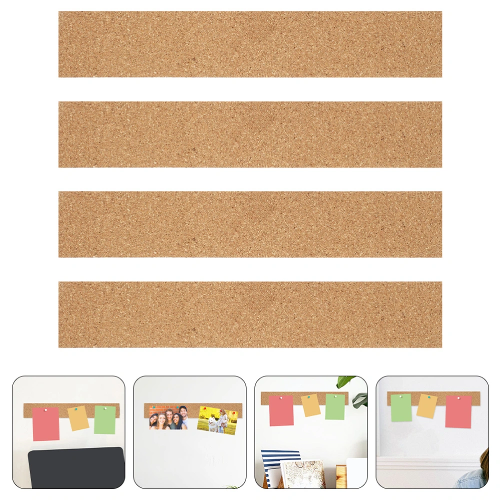 4Pcs Bulletin Board Cork Strips Message Bulletin Strips Self-adhesive Cork Strips