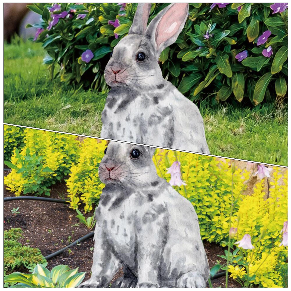 2Pcs Easter Garden Stakes Bunny Yard Signs Easter Stakes for Garden Home Lawn Patio Decoration