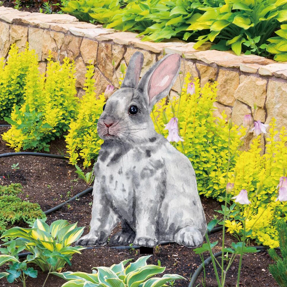 2Pcs Easter Garden Stakes Bunny Yard Signs Easter Stakes for Garden Home Lawn Patio Decoration