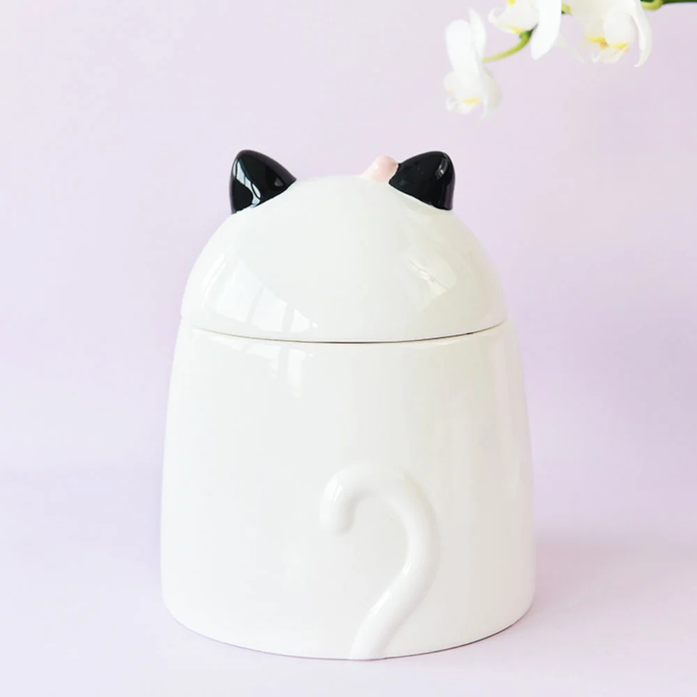 Ceramic Jar Cat Shaped Tea Canister Spice Jar Sugar Jar Multipurpose Storage Jar