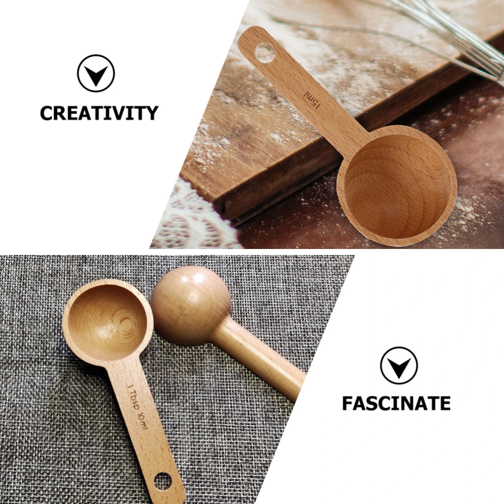 2Pcs Multi-function Tea Scoops Convenient Coffee Scoops Compact Wooden Scoops Bean Supply